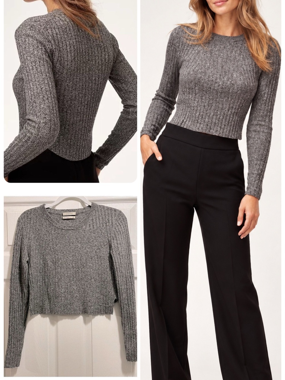 BABATON Aritzia Nathaniel Cropped Sweater
Grey Top Wool Linen Blend Size Medium